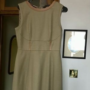 Ellie Tahari Callie light brown  dress with leather trim Brown dress, size 6-8